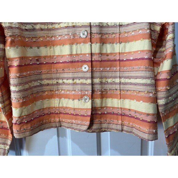 VINTAGE Bonnie & Norma Button Blazer Jacket Embroidered Striped Aztec Boho Large - Picture 3 of 7